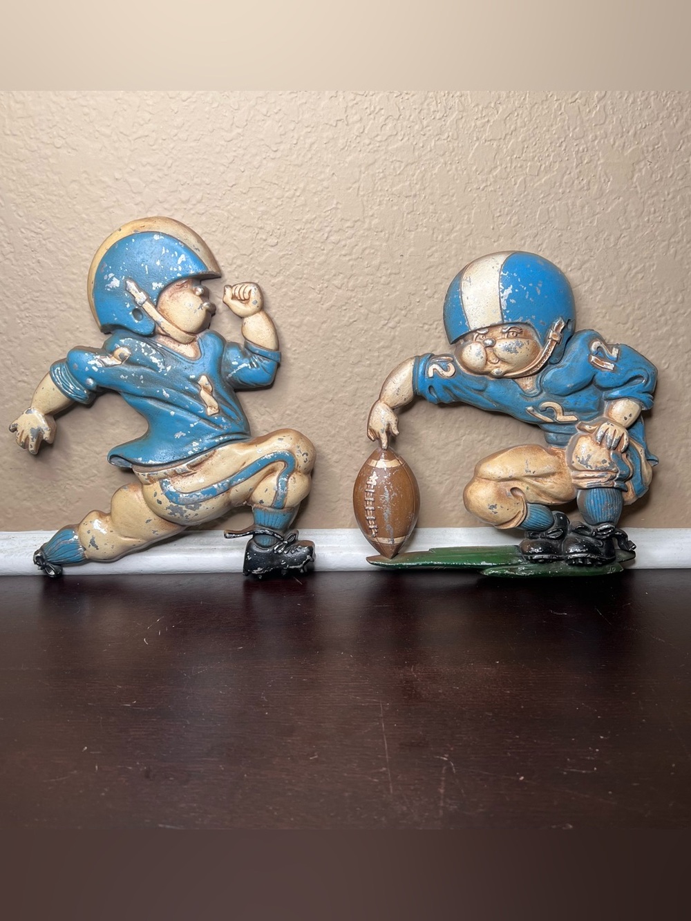 Vintage 1976 HOMCO Football Player Wall Plaques